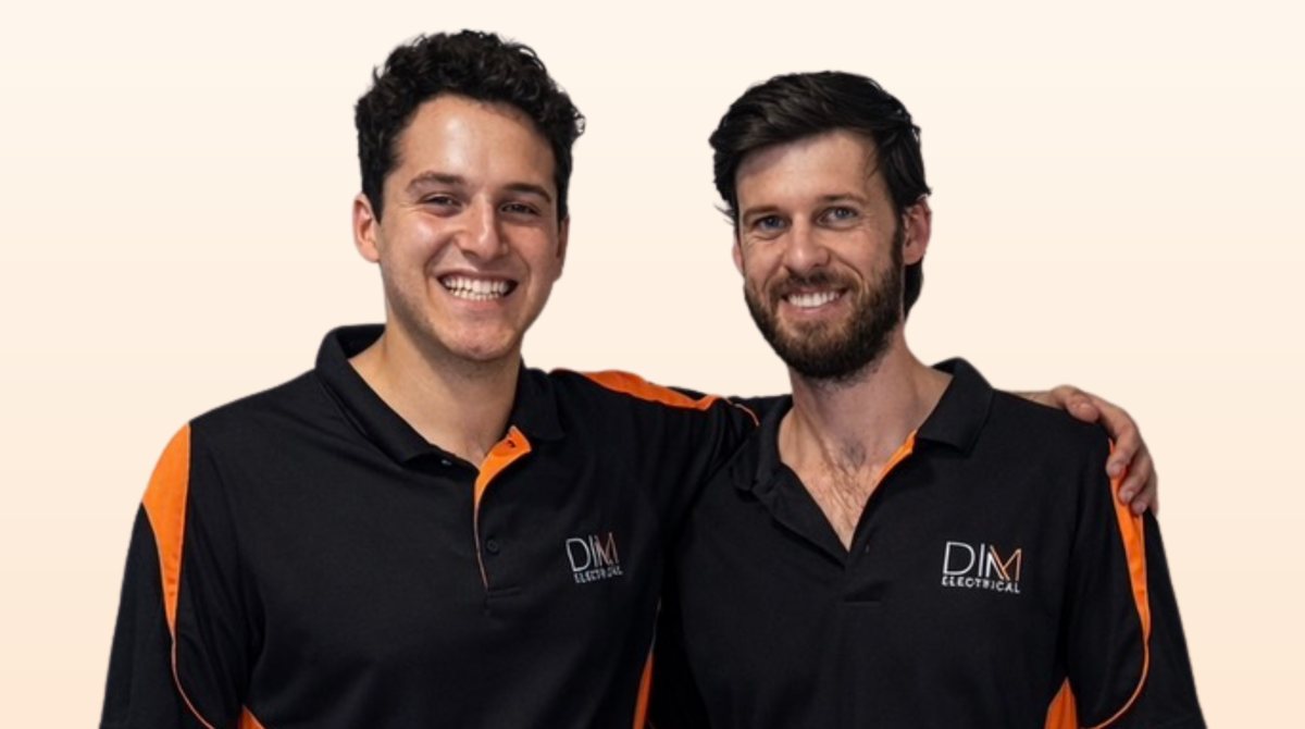 Mikey and Declan, the licensed electricians behind DIM Electrical
